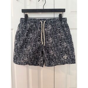 Barbour Mens Swim Shorts Navy White Botanical Leaf Print Mesh Lined Size Medium